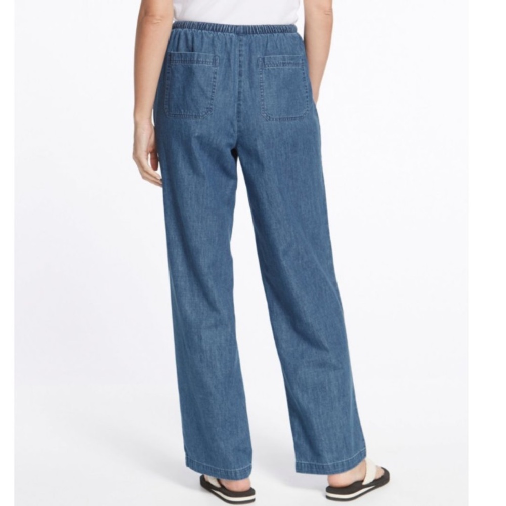 LL Bean S Women's Sunwashed Denim Pants, Straight-Leg Classic Fit EUC - Picture 3 of 11
